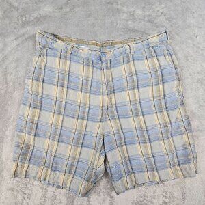 Tommy‎ Bahama Relax Linen Shorts Men's 38 Multicolor Plaid Vacation Casual Wear